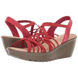Skechers NWOT Red Parallel-Crossed Wires Stretchy Strappy Sandals - Size 7